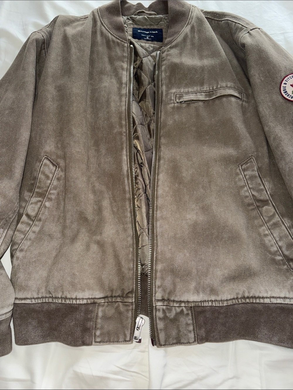 Abercrombie & Fitch Men's Brown Suede Bomber Jacket - Picture 4 of 5